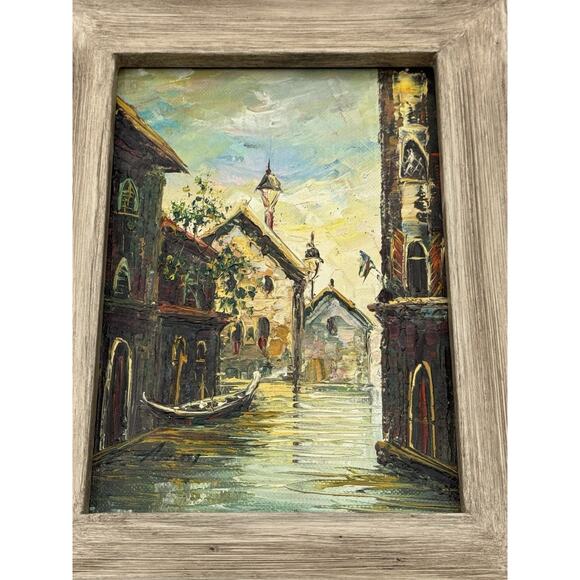 Vintage Original Oil Painting Venice Italy Canal Signed Framed 8x10 Art Adams? - Picture 11 of 11